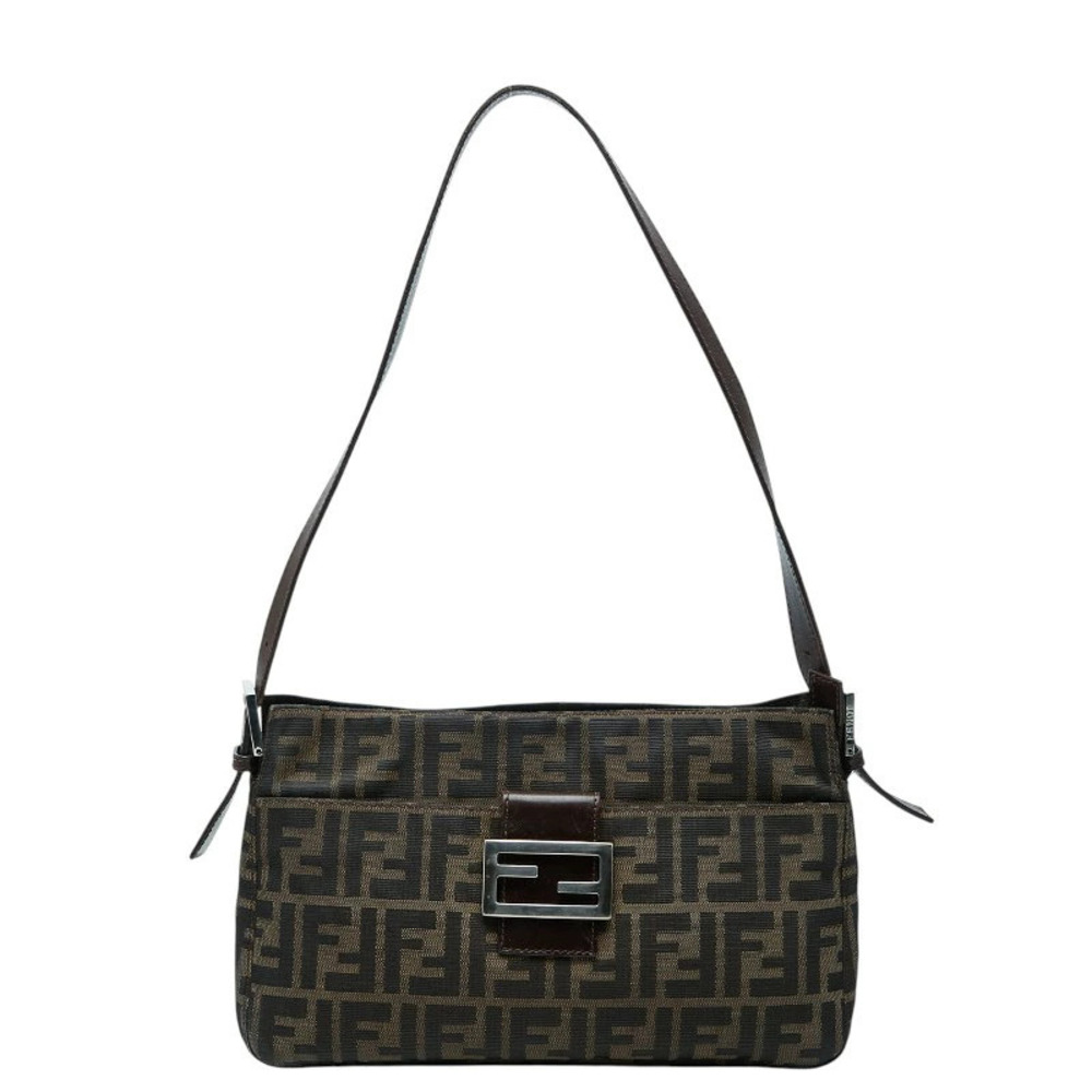 Fendi Zucca Mamma Bucket Hobo Bag Brown Canvas Leather